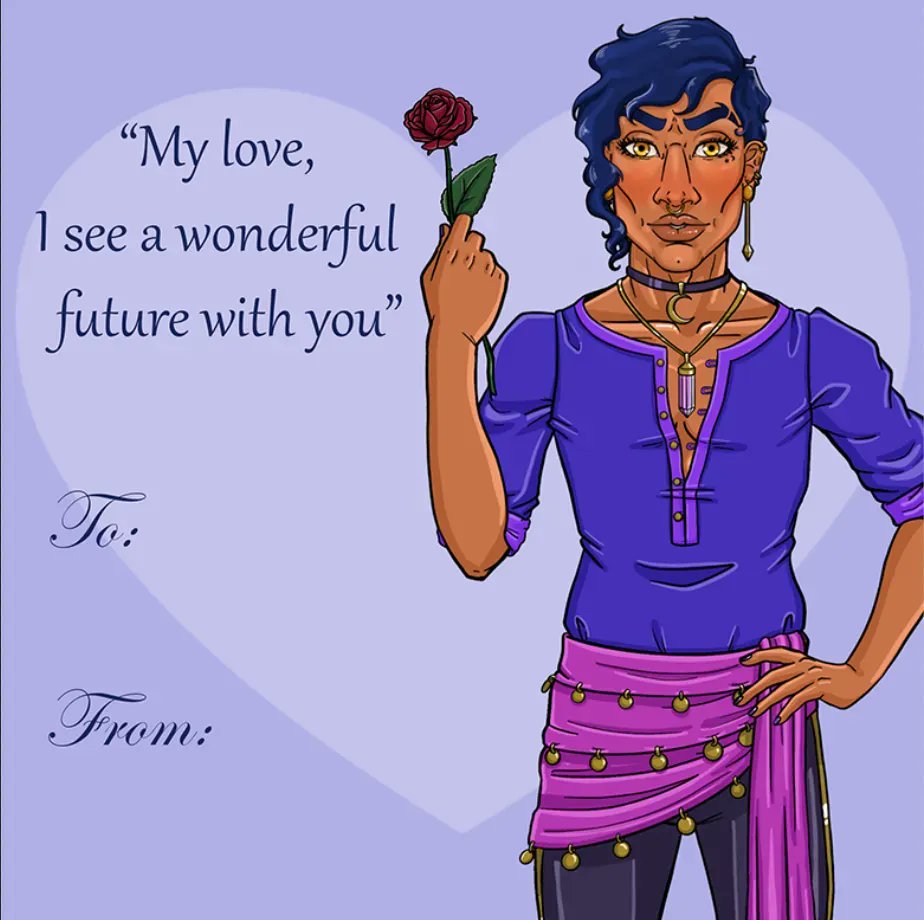 wyrdren's tweet photo. Show your love in a magical way this Valentine's Day with these custom templates featuring Ari, Theo, Melody &amp; Fern from our upcoming game Spellbound: The Magic Within. Which one is your favourite?
#ValentinesDay #indiegame #love #indiegamedev #visualnovel #loveislove #indiedev https://t.co/c6fepv3BOb