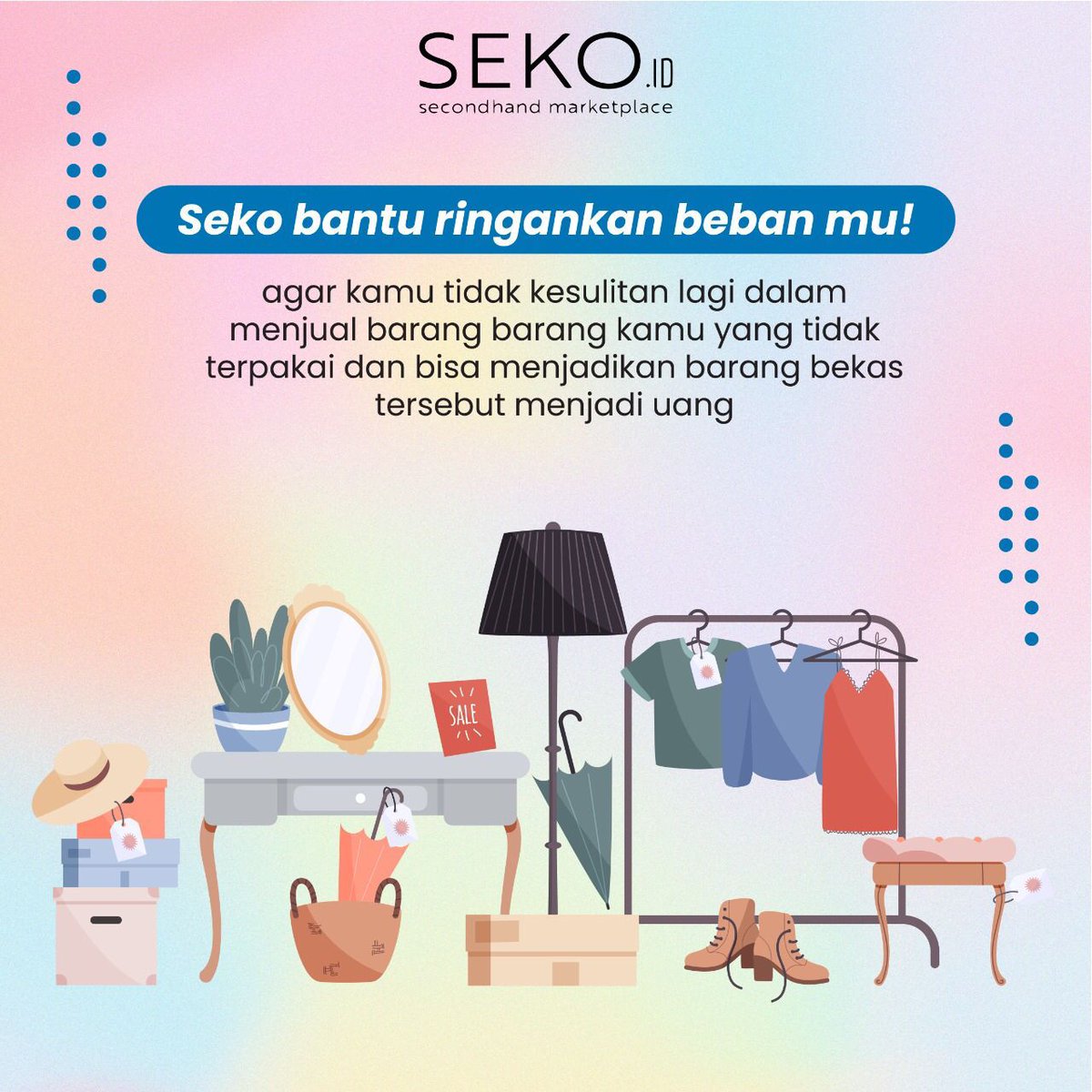 sekoid_official's tweet photo. Jual barang tuh di seko aja. kamu ga harus ribet ribet ngelakuin hal ini itu. cukup foto dan upload, semua barang kamu bisa jadi duit!  #ecommerce #marketplace #trade #tukaran #barang #jualan #beli #sewa #donasi #tunai #penghasilan https://t.co/AaCuXYfGZH