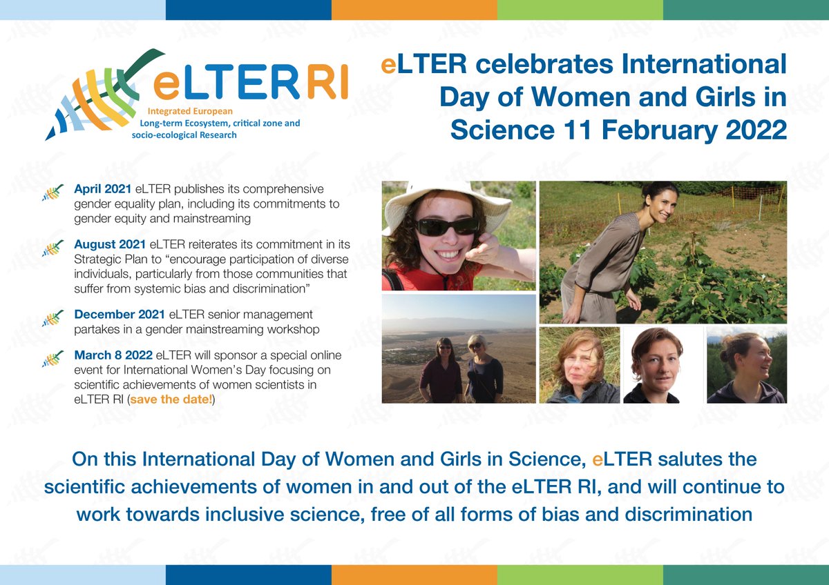 Today we celebrate #WomenScienceDay! Let us appreciate all our wonderful colleagues and continue the fight for #equality! Check out how #eLTER contributes to the cause and join our special event on March 8 ⬇️ #WomenInSTEM #IDWGS2022