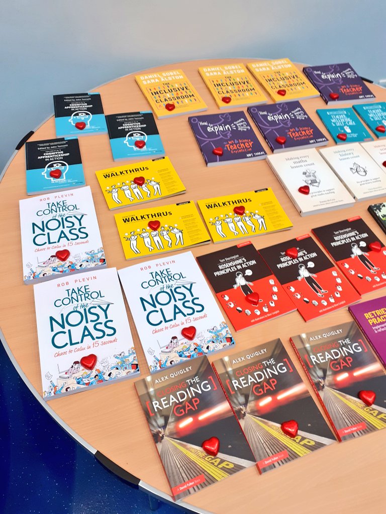 DeltaDonValley's tweet photo. 70 amazing #TeacherCPD books ready for colleagues to collect as part of INSET today. Plus a little Valentine's chocolate treat for being so fantastic❤ 
Enjoy the half term reads #TeamDVA 📚 https://t.co/uJ9aZaCUC1
