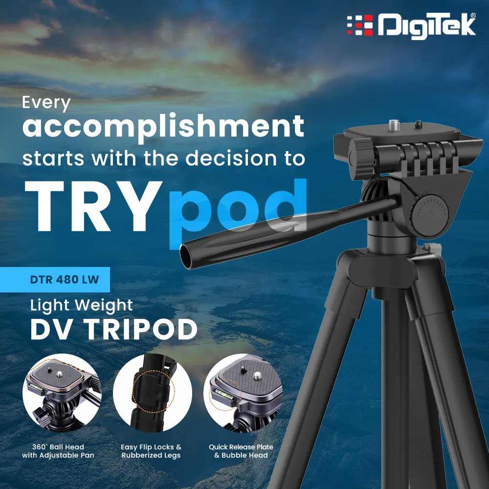 DigitekOfficial's tweet photo. Achieving perfect shot is a no-brainer with an easy-to-carry DV Tripod with adjustable pan and ball head. https://t.co/hRaIEIFJ1L

#digitek #digitektripod #tripod #besttripod #tripodsatnd  #videography #contentcreator #contentshoot #videographer #pan #camerapan https://t.co/2LOdguoWIq