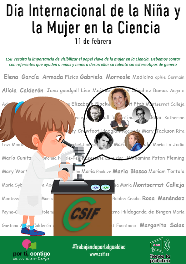 🔬 Día Internacional de la Mujer y la Niña en la Ciencia

Es fundamental reconocer el papel de la mujer en la ciencia.
Debemos contar con referentes que ayuden a niñas y niños a desarrollar su talento sin estereotipos de género. #TrabajandoPorLaIgualdad