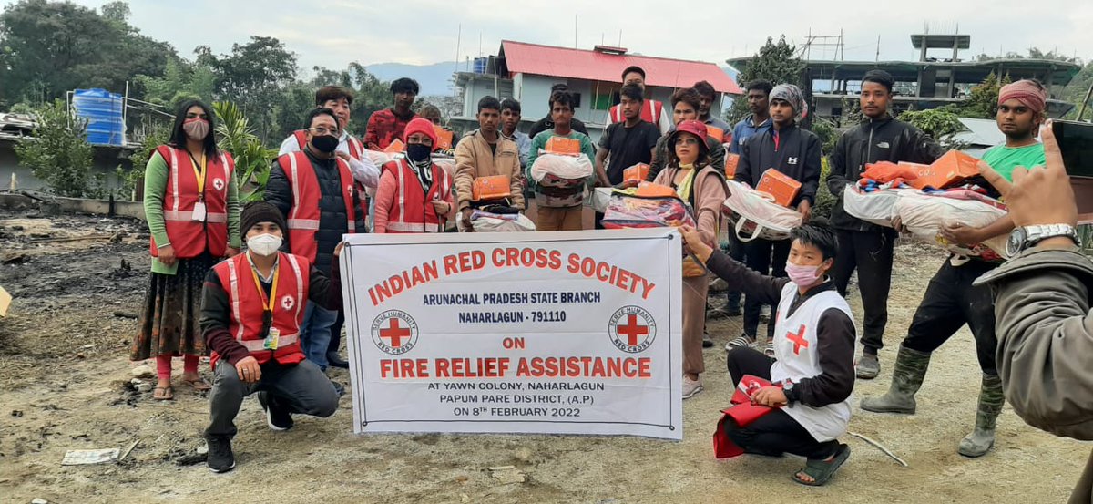 IndianRedCross's tweet photo. Naharlagun, IRCS, Arunachal Pradesh state branch provided fire relief assistance to the needy &amp; vulnerable.

#IRCS #IFRC #ICRC #COVID19 #MOHFW #UNICEF #UNDP #WHO  #ArunachalPradesh #Arunachalpradeshnews #Naharlagun #firesafety #relief #reliefoperation #hygieneproducts #blankets https://t.co/c8nvFcXABo