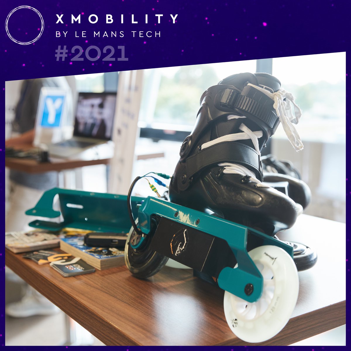 XMobility2's tweet photo. [EXHIBITORS - XMOBILITY 2021] About thirty exhibitors were gathered at this 4th edition! 🤩

📷 Flash Back in pictures on the stand of @AtmosGears !

Atmosgear offers the first Electrically Assisted Rollerblades for Smart, Safe &amp; Fun travel!

#XMOBILITY #mobility #lemans https://t.co/w9qi0Q9Baq