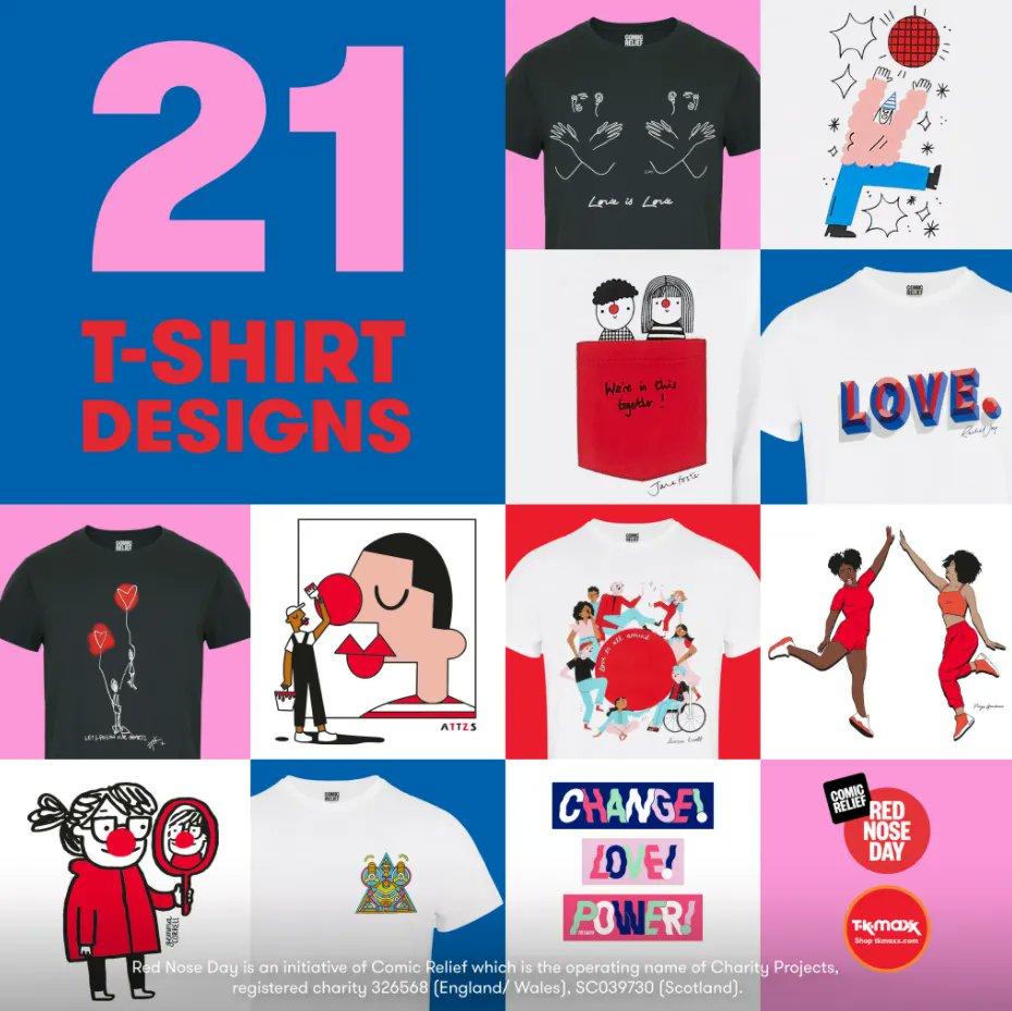 MeteorShopping's tweet photo. 21 seriouslyyyy cool designs from 11 awesome artists... what more could you want?! Shop chari-tees @TKMaxx_UK to help change young lives. In store and online.  

#RedNoseDay
https://t.co/DuWBYz0ulc https://t.co/TU2Ya7D4YI