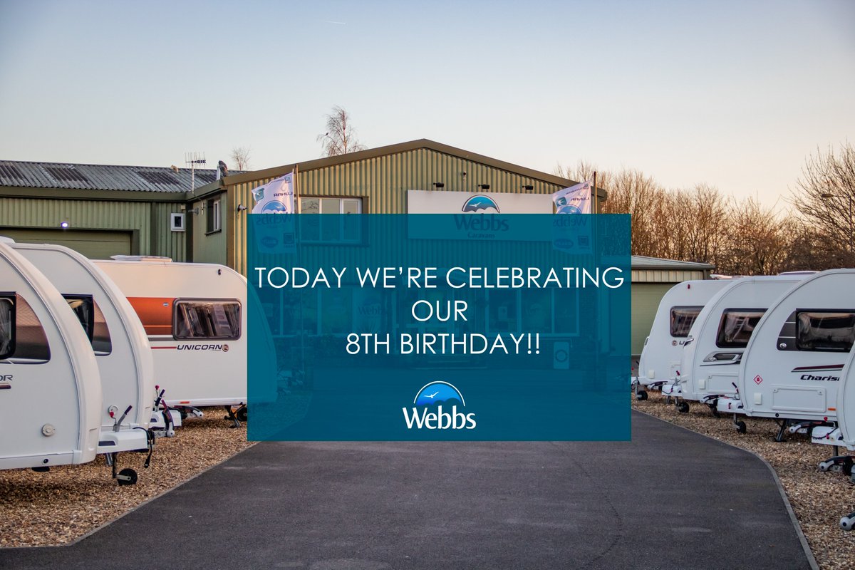 We can't quite believe it, but..........Webbs Caravans opened in Salisbury 8 years ago today! 

Lots has changed since 2014:-

🔹Complete shop interior refit
🔹Sales &amp; service offices refurbished
🔹Installation of 3 electric scissor lifts
🔹Dedicated indoor caravan handover area
