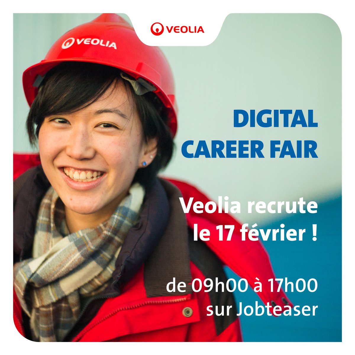 Veolia_FR's tweet photo. Vous êtes étudiant bac+4/5 ou jeune diplômé, à la recherche d’un stage, d’une alternance, d’un V.I.E., ou d’un premier job ?
Venez participer au 1er forum digital de #recrutement de Veolia le 17 février prochain ! @jobteaser 
Inscriptions : https://t.co/eimGldqaLj https://t.co/V9TSCWItXJ
