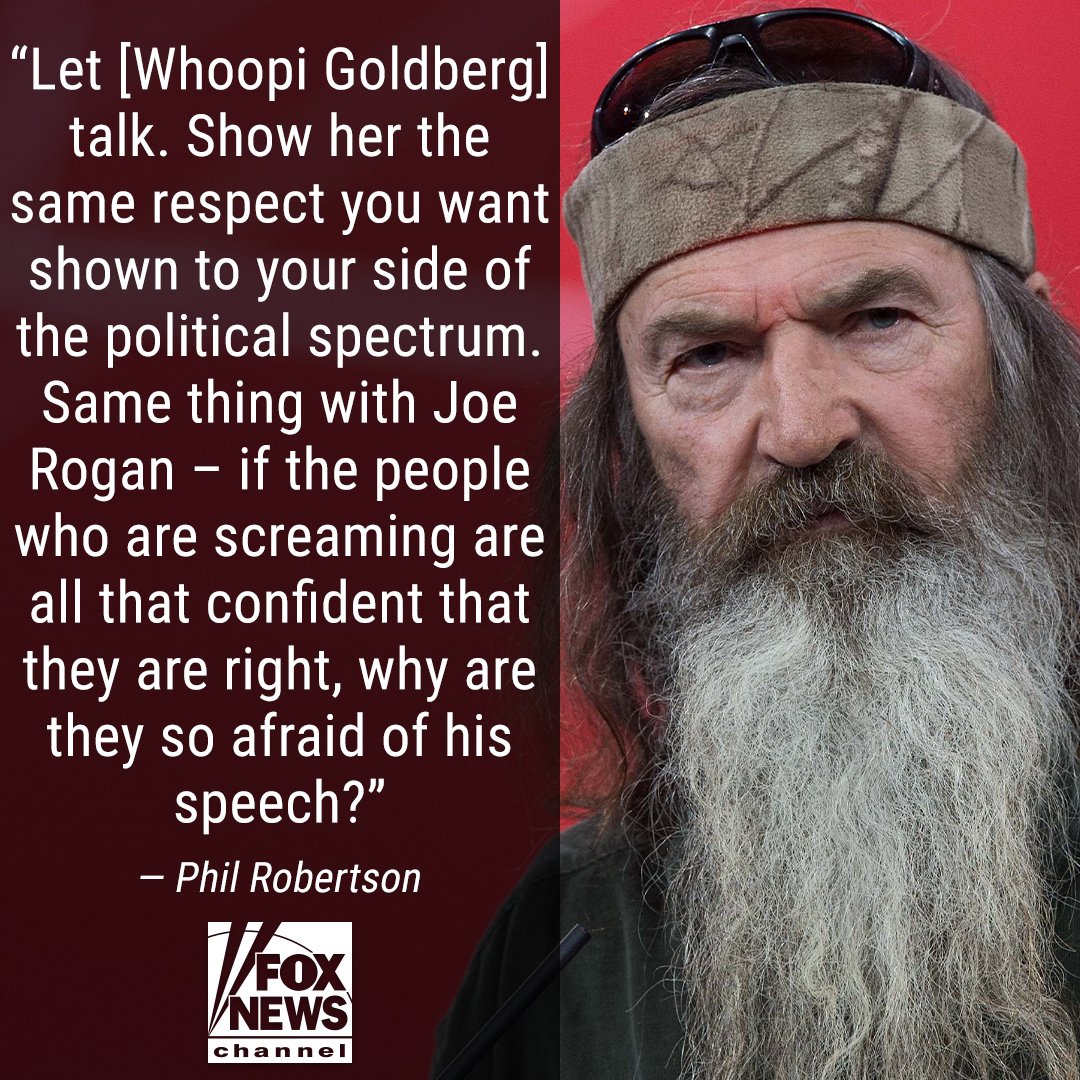 FoxNews's tweet image. 'I'M NOT FOR CANCELING': 'Duck Dynasty' star weighs in on Joe Rogan and Whoopi Goldberg facing cancel culture. fxn.ws/3Lu4WJi
