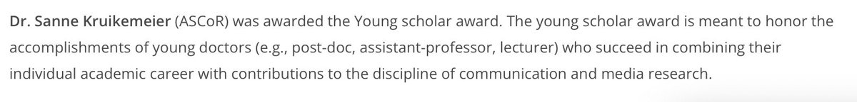 claesdevreese's tweet photo. Massive congratulations to @SKruikemeier for winning the #NeFCA Young Scholar Award #etmaal22. It is impressive to follow your research, thinking, public engagement and energy. ๐ฅณ๐ซ๐๐พ https://t.co/kYMTekA83t