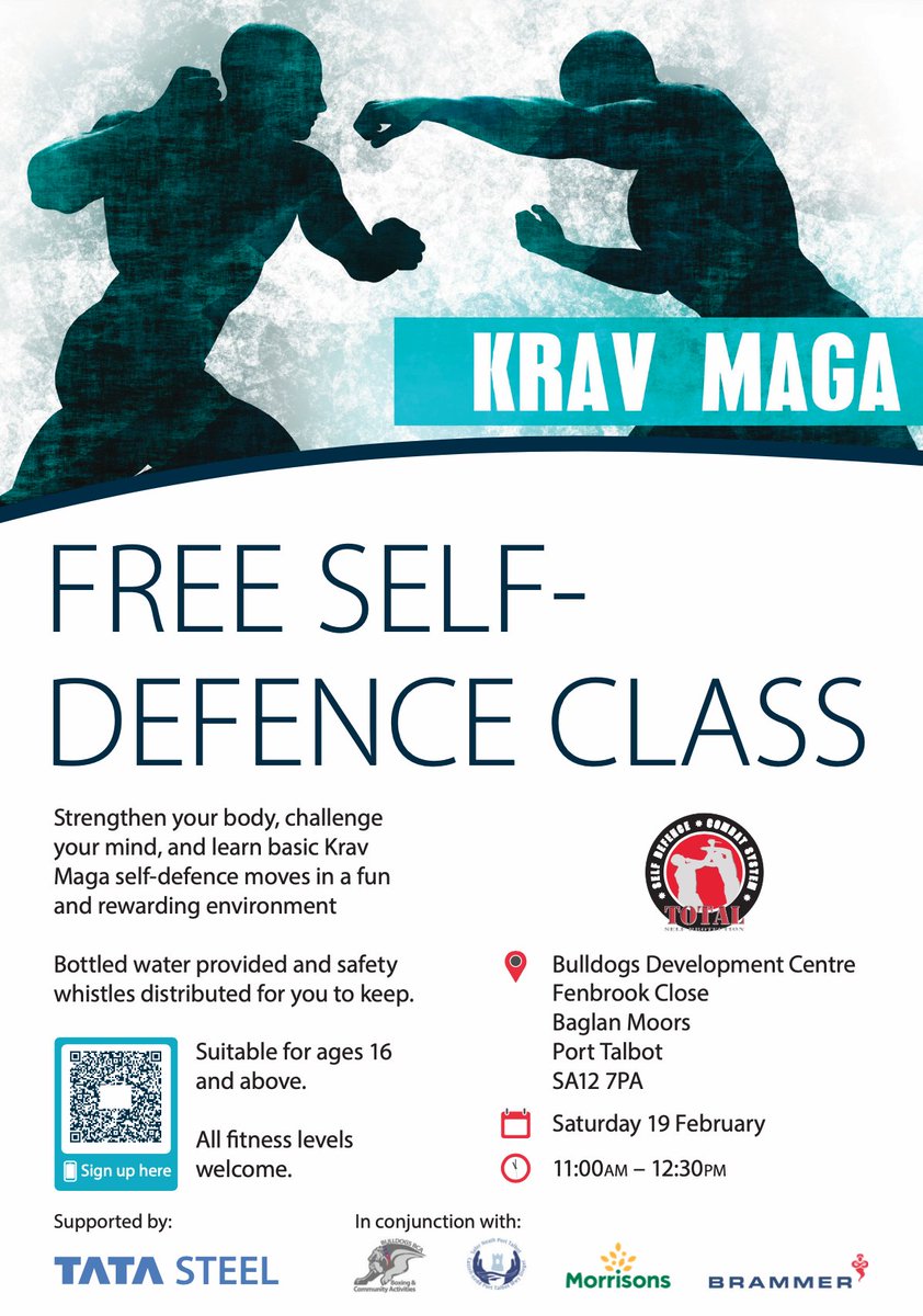 AberavonRugby's tweet photo. Strengthen your body, challenge your mind, and learn basic 𝗞𝗿𝗮𝘃 𝗠𝗮𝗴𝗮 self-defence moves in a fun and rewarding environment.

Supported by @TataSteelUK. https://t.co/YOO32HonyG