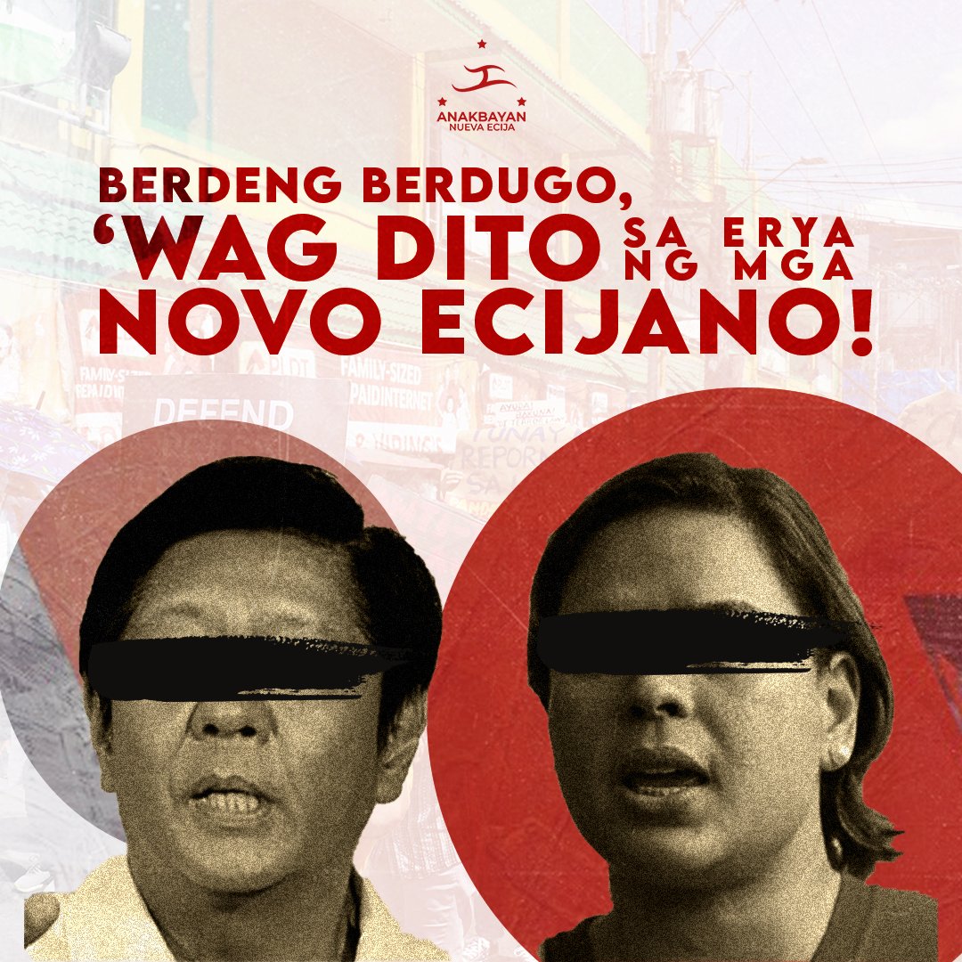 anakbayan_ne's tweet photo. BERDENG BERGUDO, 'WAG DITO SA ERYA NG MGA NOVO ECIJANO!

Sa pagdating ng anak ng berdugo't pasistang si Sara Duterte sa probinsya ng Nueva Ecija, tuloy-tuloy lang ang ubos-lakas na pagpapanawagan ng Anakbayan Nueva Ecija: NO TO MARCOS-DUTERTE IN 2022! https://t.co/tlwLmqjoc1