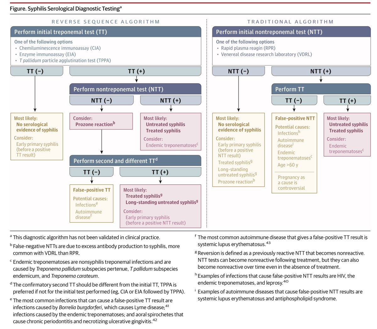 Medicine_Lovers's tweet photo. 🔴 Very nice figure illustrating the two different ways for the diagnosis of syphilis
#med19 #Med_Notes #MedEd #Medicine #medtwitter #MedTwitter #MCCQE #USMLE #IDTwitter #ABIM #ABFM https://t.co/4OiuoCB7sq