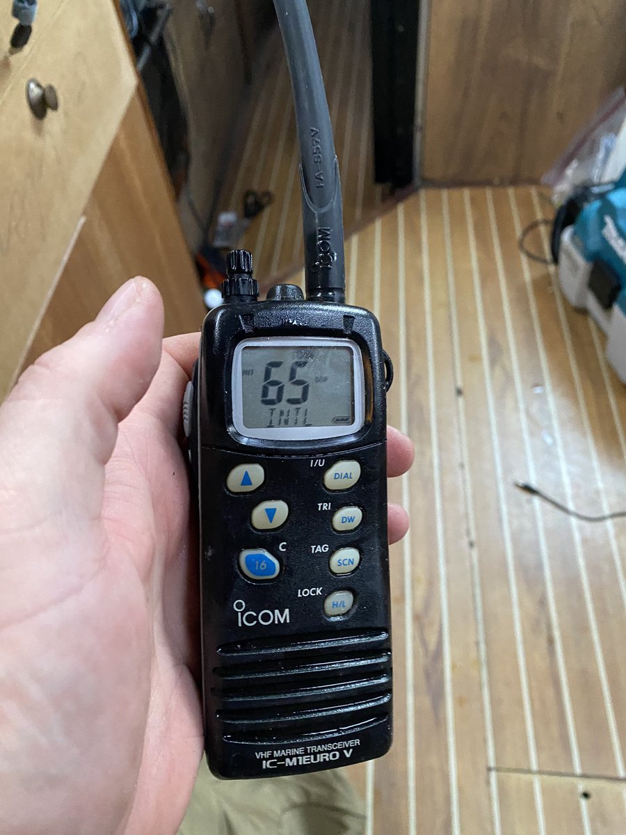 Pulling cables through the bilges I found this #icom radio. Still fully charged and working PERFECTLY, it had been in the bilges for more than 5 years, lost by a previous owner of the boat! <a href="/Icom_Inc_Japan/">アイコム株式会社　Icom Inc</a> <a href="/icom_uk/">icom_uk</a> #buildquality #builttolast #maritime #vhf #treasuretrove