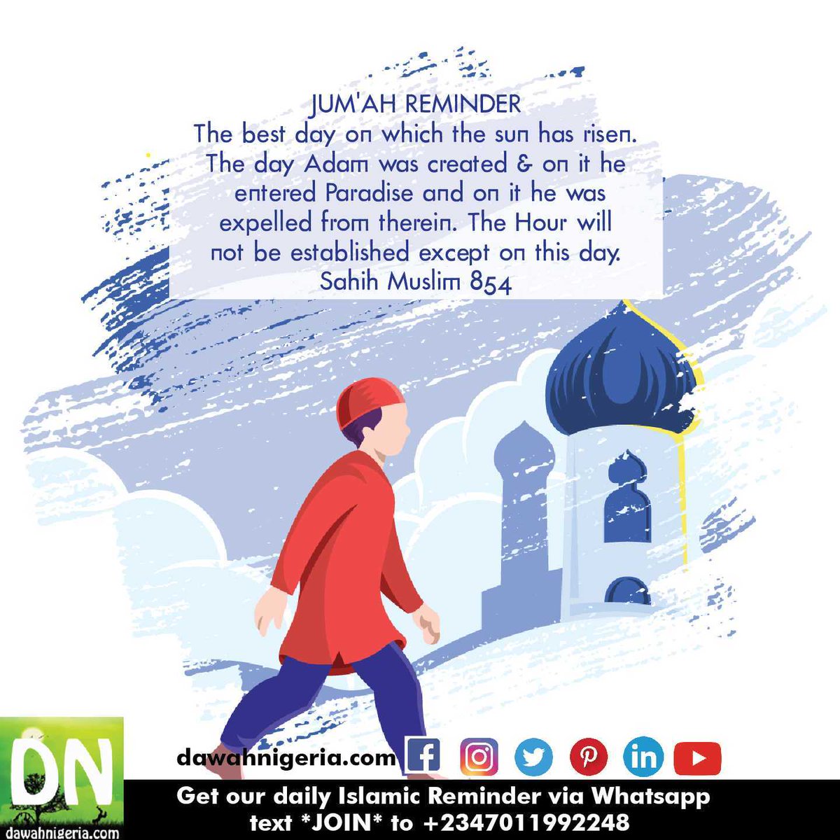 dawahnigeria's tweet photo. The best day of the days has come! Don't forget to recite Suratu Kahf
#DN_Reminder #Dawah2dPPL #letthesunnahgoforth #jumuah https://t.co/SzDRssmMPu