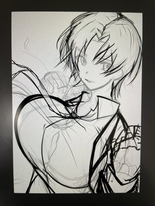 休んだ分納得したもの描きたいですが、ラフから数時間進まない💦
カッコいい系は悩ましいですね。。 