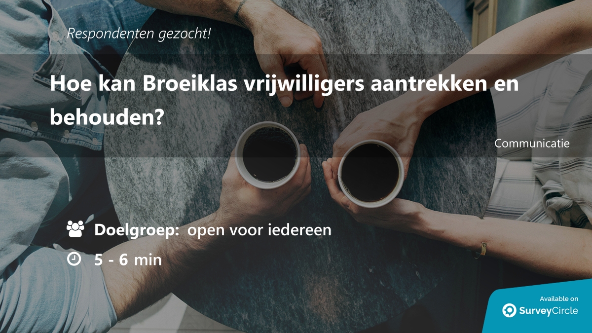 daily_research's tweet photo. Respondenten gezocht voor onderzoek!

Onderwerp: "Hoe kan Broeiklas vrijwilligers aantrekken en behouden?" https://t.co/xoiqahF3j0 via @SurveyCircle

#vrijwilligersonderzoek #strategieaanpak #EngagementOptimaliseren #motieven #enquête #survey #surveycircle https://t.co/bhSIGLbY3n
