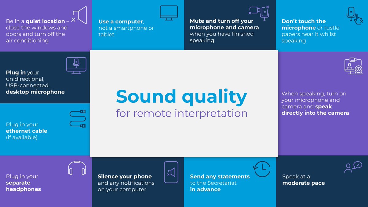 Interidea_int's tweet image. High-quality sound is of the essence for #interpreters at all times, but even more so when working in online & remote environments. With just a few tweaks, participants and speakers can greatly improve their sound. Help us perform better, and make your meeting more successful!