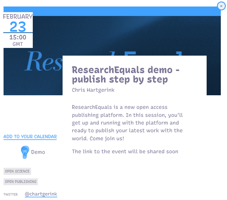 ShuttleworthFdn's tweet photo. Researchers, we invite you to #FlashForwardFest for a demo of ResearchEquals: a reimagination of the entire publishing process from SF Fellow @chartgerink and @libscie. More info @ResearchEquals.
🗓️Feb 23 15:00 UST
➡️https://t.co/kVNfK8LRCt
⚡️Nominated by @petermurrayrust https://t.co/2VijV5ykt2