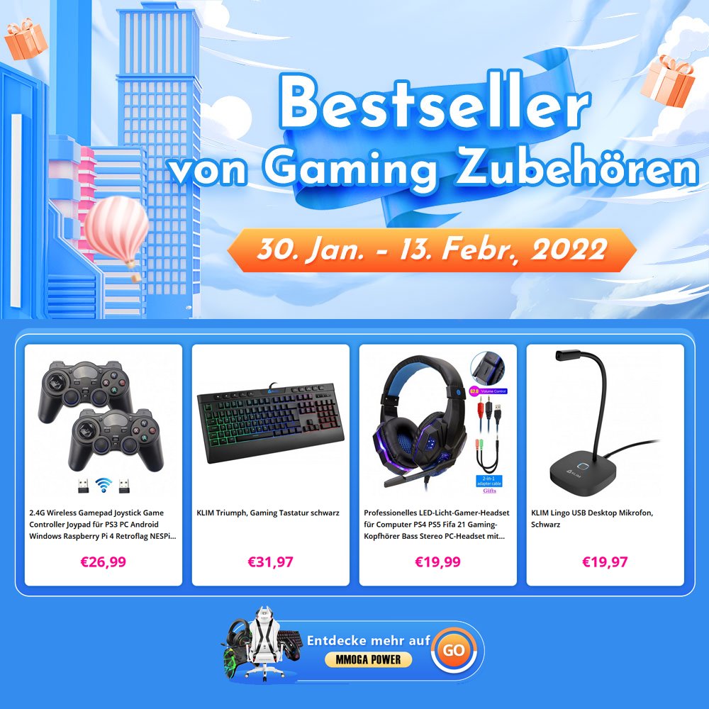 #MMOGAPOWERDEAL 
#KLIM Triumph #GamingTastatur mit QWERTZ Layout nur für 31,97 €, KLIM Lingo USB #Mikrofon 19,97 €, kabelgebundener LED #GamingKopfhörer Bass Stereo 19,99 €.
Nur noch 3 Tage! Entdecke mehr #Angebote für #GamingZubehör auf #MMOGAPOWER:
mmogapower.com/index.php?rout…
