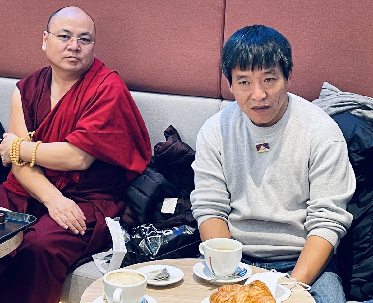 One freedom fighter bids farewell to another freedom fighter. Dhondup Wangchen (right) traveled to 15 European countries past 3 months and spoke about present and future Tibet. Thank you and goodbye. ཐུགས་རྗེ་ཆེ།
