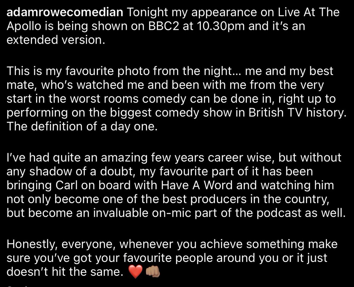 adamrowecomedy's tweet photo. Tonight at 10.30pm on BBC2 ❤️👊🏽 https://t.co/k9RUR5Fy6w