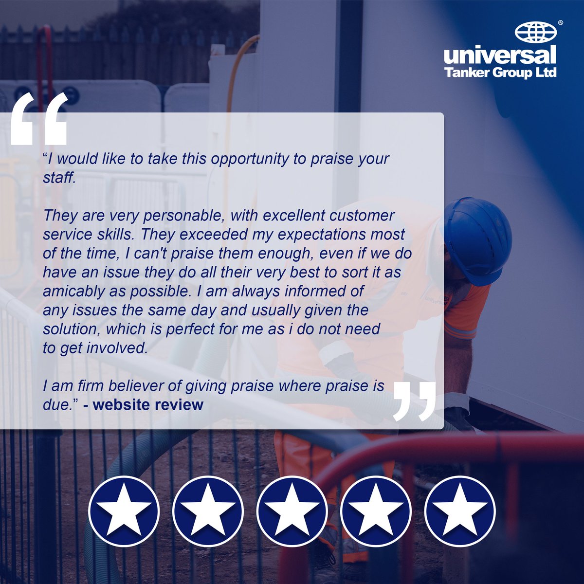 universaltanker's tweet photo. We pride ourselves on our safe and reliable service but don't just take our word for it - here's what one of our customers had to say!

If you've had a great experience with our team then we'd love to hear about it!

#FORS #CLOCS #achilles #ISOregistered #testimonial #feedback https://t.co/26uC0hWIqp