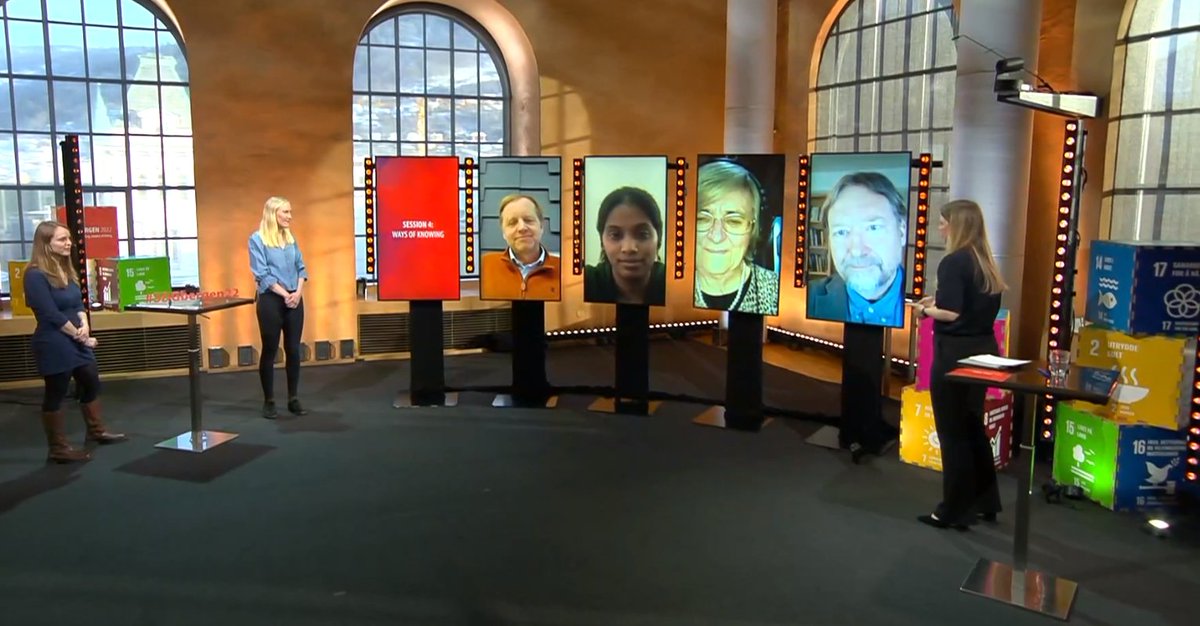 preurink's tweet photo. Great #SDGbergen22 panel on ways of knowing: "Is academia not a part of the real world?", acknowledge plurality of perspectives, importance of co-creation and collaboration across sectors &amp; using a language that is understandable and accessible taking uncertainty into account🌎 https://t.co/IciStWJ1hb
