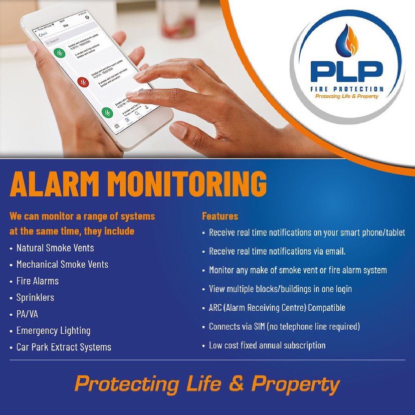 Want to know if your fire alarm has activated or smoke vents are open?  

We can remote monitor these systems 24/7 365 days a year. We also offer an easy to use app so you can keep an eye on all of your sites/blocks.