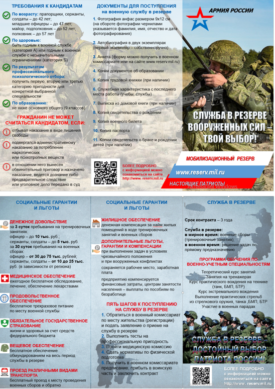 Военный комис. Киреев. р-на проводит меропр. по отбору кандидатов о пребыв. в моб.резерве.По всем вопросам обращаться в военный комиссариат Киреевского р-на по адресу:г.Киреевск ул.Набережная д.84 ежедн., кроме вых. и праздн. дней с 9 до 18 в  каб.17 или по тел. 8 (48754) 6-16-64