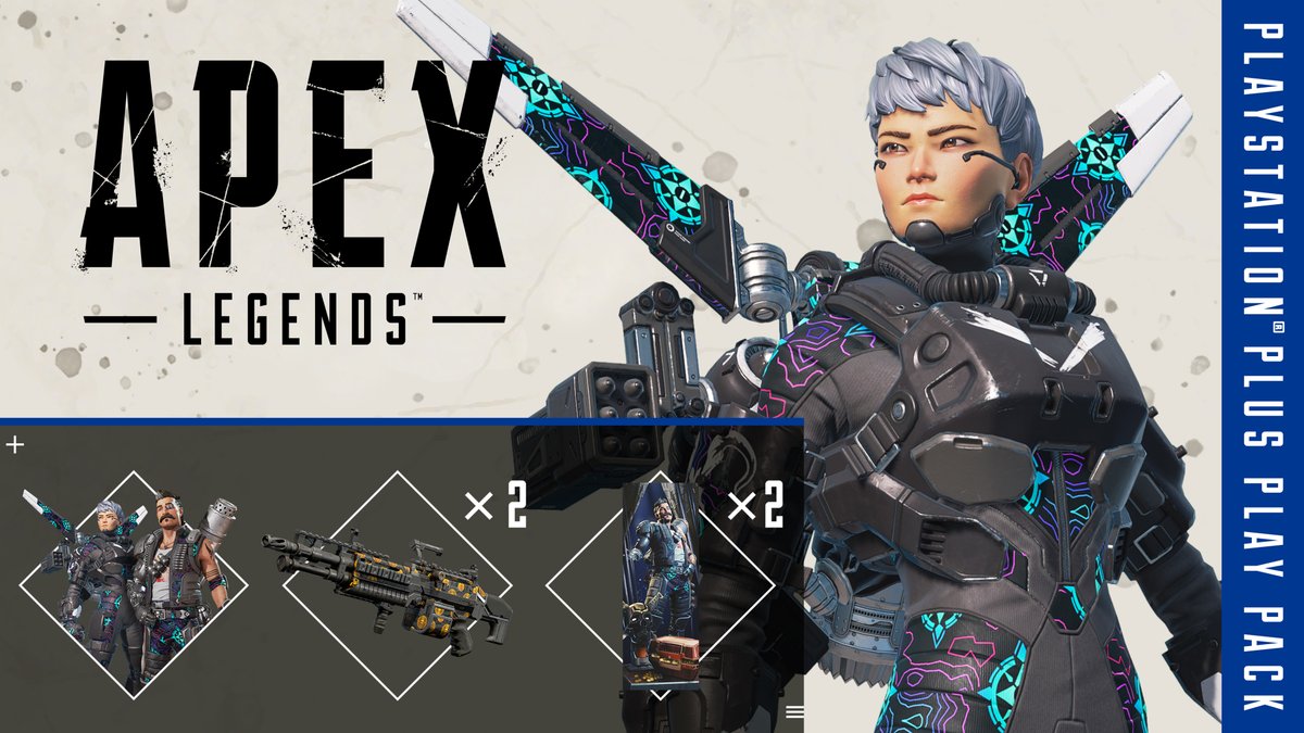 PSPlusES's tweet photo. ¿Eres #Pluser? Estás de suerte 😎 Disfruta de este pedazo de pack para suscriptores de #PSPlus y prepárate para acaparar todas las miradas en #ApexLegends de #PS4 y #PS5 👀 👉 https://t.co/gFdBmBixpz https://t.co/nPjRD6p7yX