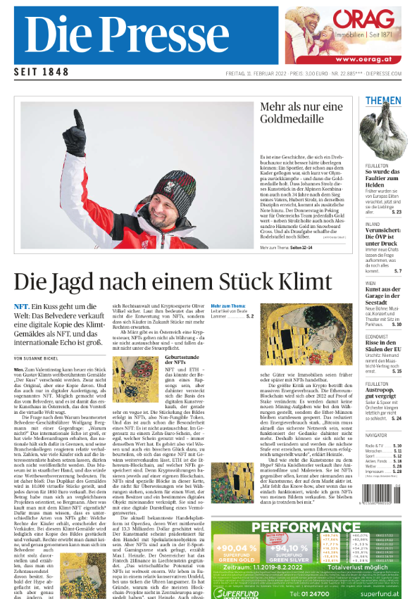 belvederemuseum's tweet photo. The Belvedere is featured on today‘s frontpage of @DiePressecom - one of Austrias most influential newspapers! 📰👀 https://t.co/SWpOdX1eS8 #nft https://t.co/bzNe0a0fRj