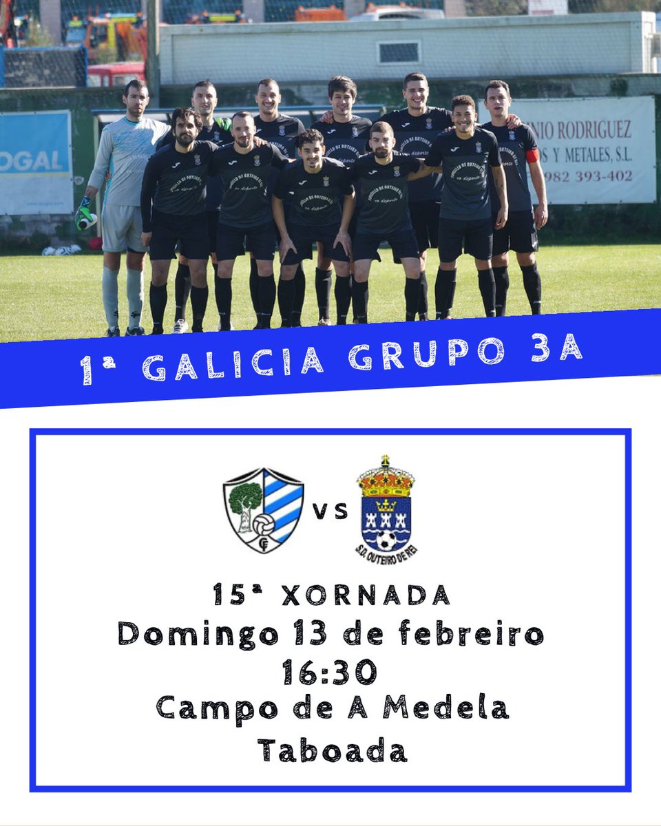 Partidazo‼️
@TaboadaCF 🆚 <a href="/SDOuteiroDeRei/">SD Outeiro de Rei</a> 
🗓 Domingo 13 de febreiro
⏰ 16:30
📍 A Medela