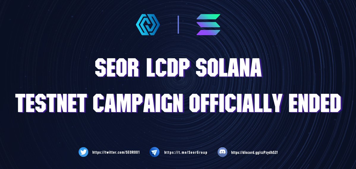 SEOR001's tweet photo. 🚵‍♂️SEOR-LCDP Solana Testnet Campaign Officially Ended🎢

☂️The Solana Testnet Winners List will be announce within 5 days.👓

🎡The POAP rewards will be distribute in 10days.🚕

🚄More details: https://t.co/vqEnM1pG4v https://t.co/AYNKaDN81t