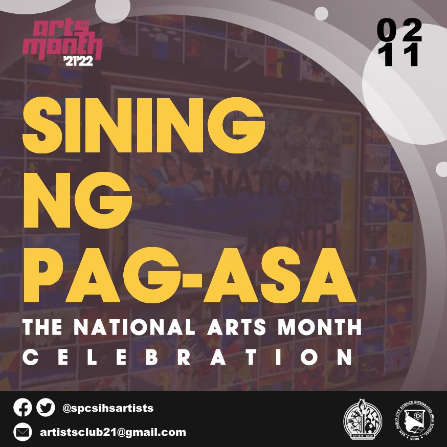 spcsihsartists's tweet photo. Greetings from Artists’ Club, Sci High! 🙌

As we welcome the month of February, let us hail the month of Arts 🎨 when opportunities for showcasing talent and exercising creativity through artistry open a big room for us students. 1/3 https://t.co/iELHZe7GFb
