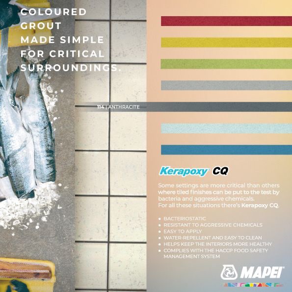 MapeiSA's tweet photo. Two-component epoxy grout, easy to apply and excellent cleanability, with a bacteriostatic agent and BioBlock® technology, ideal for grouting ceramic tiles and mosaics. For joints of at least 1 mm. Can also be used as an adhesive. https://t.co/etRbjohF4K
