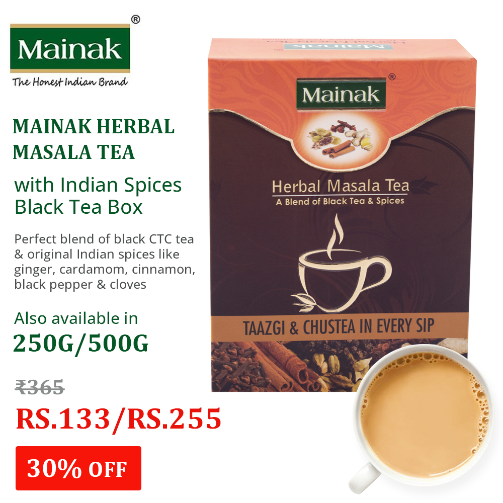 MainakTea's tweet photo. Every sip of Mainak Herbal Masala Tea provides you with the perfect blend of black CTC tea &amp; original Indian spices like ginger, cardamom, cinnamon, black pepper &amp; cloves. Enjoy a strong, delicious flavour along with plenty of health benefits! https://t.co/Rurmf2l9TY