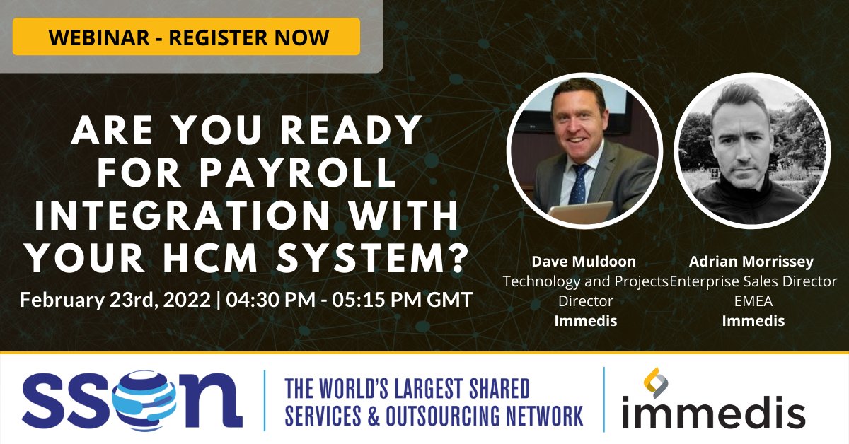 immedis's tweet photo. Is your company ready to integrate payroll with your #HCM system? Join Immedis and SSON #webinar discussing what to expect when integrating as well and if organizations typically hire third parties to assist during the #integration process. Register now:https://t.co/U1szetirTJ https://t.co/tptn5ceaSq