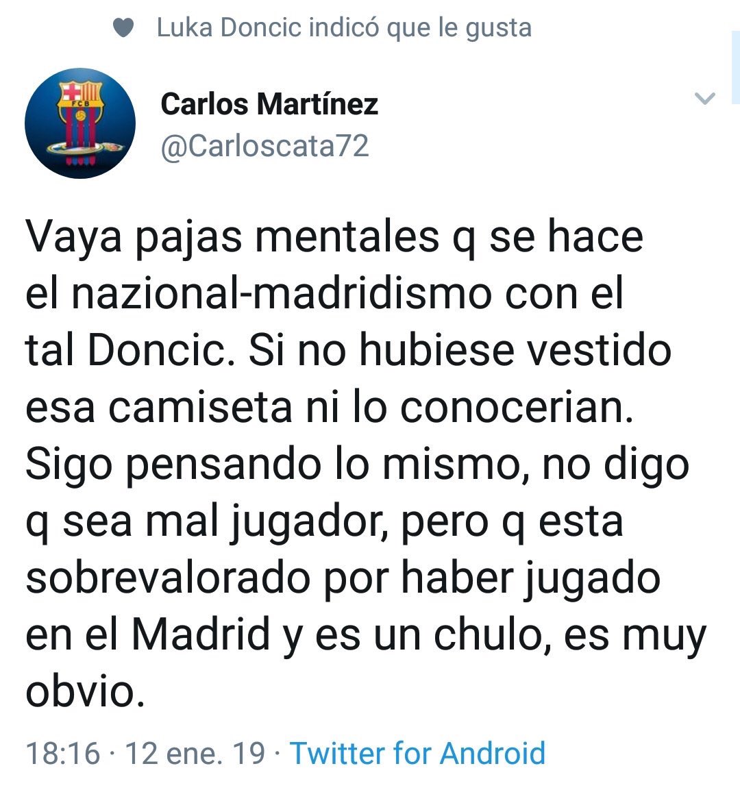 Siempre hay que volver a los clásicos. 
El día que @luka7doncic faveó un tuit.

51 puntos