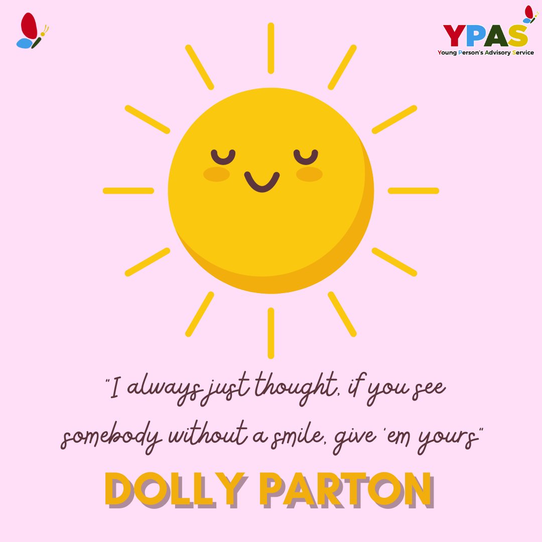 YPASLiverpool's tweet image. Happy Friday - Smiling at another person can have a ripple effect, not only improving your own health but creating well-being in others. Thanks to @Dollyparton for her kind words #smile #smilingiscontagious #wellbeing #happyfriday #socialconnection