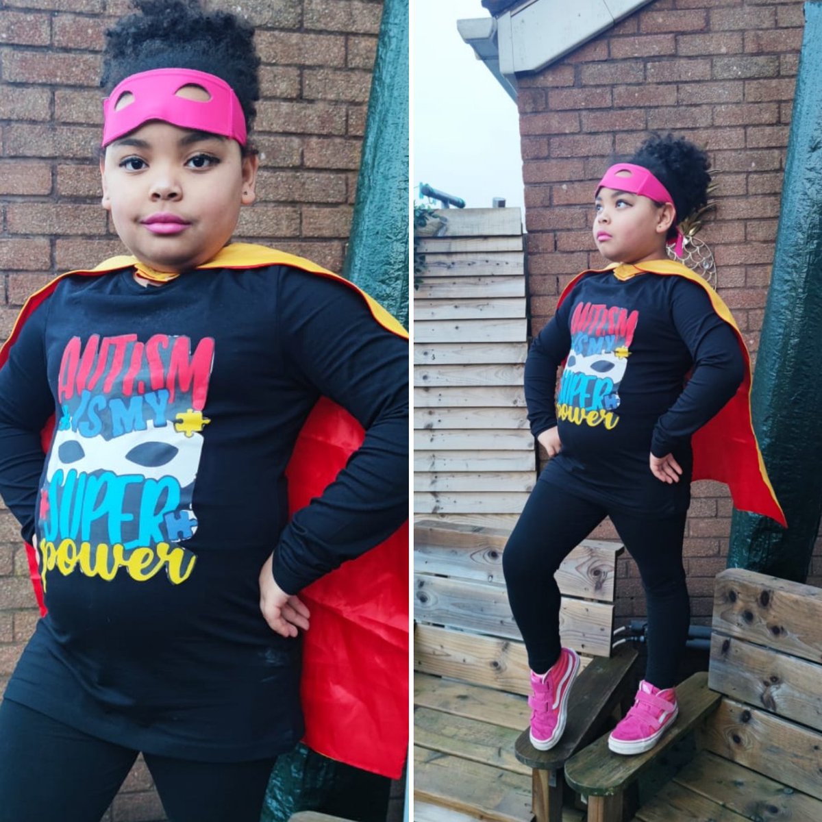 'Autism is my super power'
 Superhero week at school in support of AutismNI. Of course she claims she doesn't need to dress up as a character superhero as she claims that Autism is her superpower, so therefore she's her own superhero ❤️🧡💛💚💙  @principalhfps