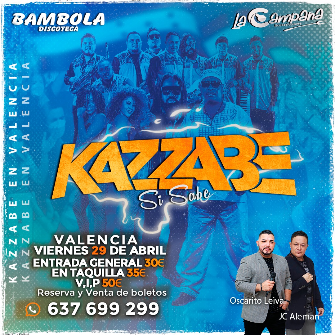 MirahfDani's tweet photo. Kazzabe en valencia 
Entrada 30€ V.I.P 50€
Bambola Duscoteca https://t.co/cWKFya07Cz