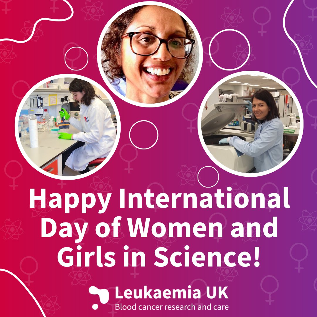 In honour of #InternationalDayOfWomenAndGirlsInScience, we'd like to thank all the women who work tirelessly to improve the lives of people with #leukaemia. 

Take a look at our #ShoutOuts thread about the inspirational women that have been involved in our research projects 👇