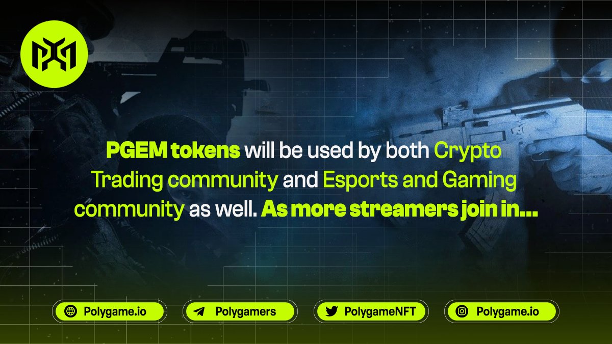 PolygameNFT's tweet photo. #PGEM tokens will be used by both the #Crypto #Trading community and #Esports and #Gaming community as well. As more #streamers join in ..

$PGEM  #Polygame https://t.co/cZ0bMRAkrl