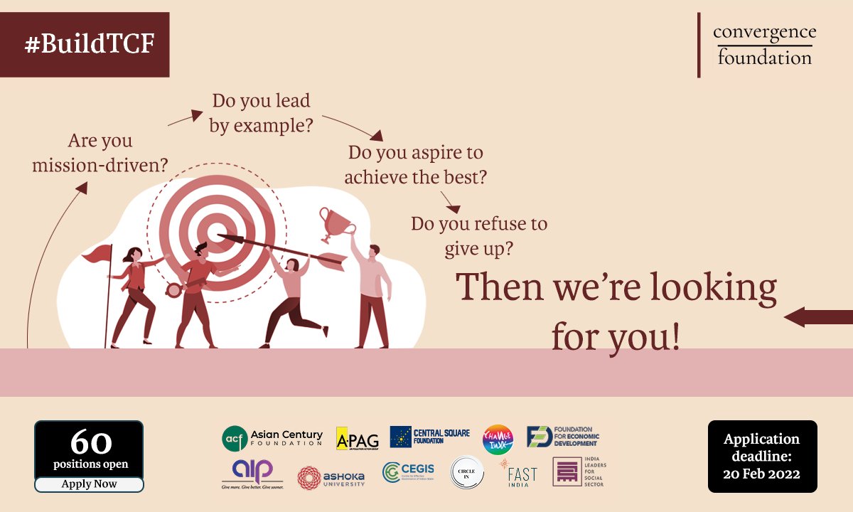 TCFtweet's tweet photo. Are you mission-driven? Are you action-oriented? Are you passionate about transforming India? Then come #BuildTCF and build with TCF! APPLY HERE: https://t.co/jKyRsqgi0r
#hiring #vacancy #recruitment #jobs https://t.co/645MusGj7Z
