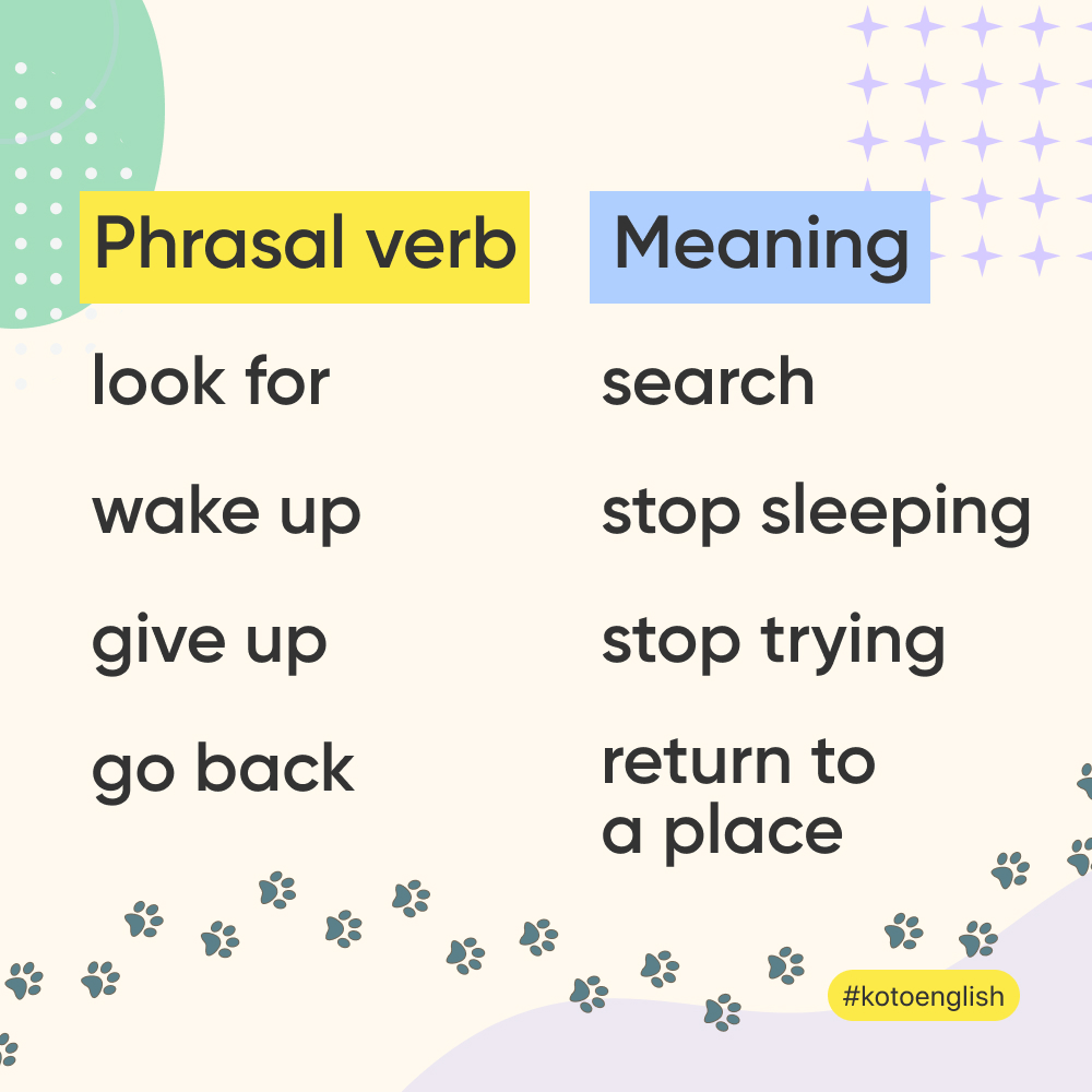KotoEnglish's tweet photo. Can you make sentences with some of these verbs?😀
#vocabulary #phrasalverbs #learnenglish #englishonline #kotoenglish #kotoenglishapp #englishapp https://t.co/51JZz21OoS