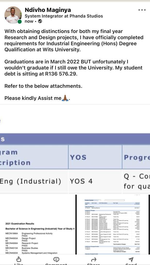 Phanda_Studios's tweet photo. Asking for help!!!!

We are asking you to hook us up with any livestreaming gig so that we can raise funds to pay R136576. 29 debt of @MaginyaNdii so that he can graduate with others at Wits University . Even personal donations are welcomed. Account details below👇 https://t.co/kbA3cElyP7