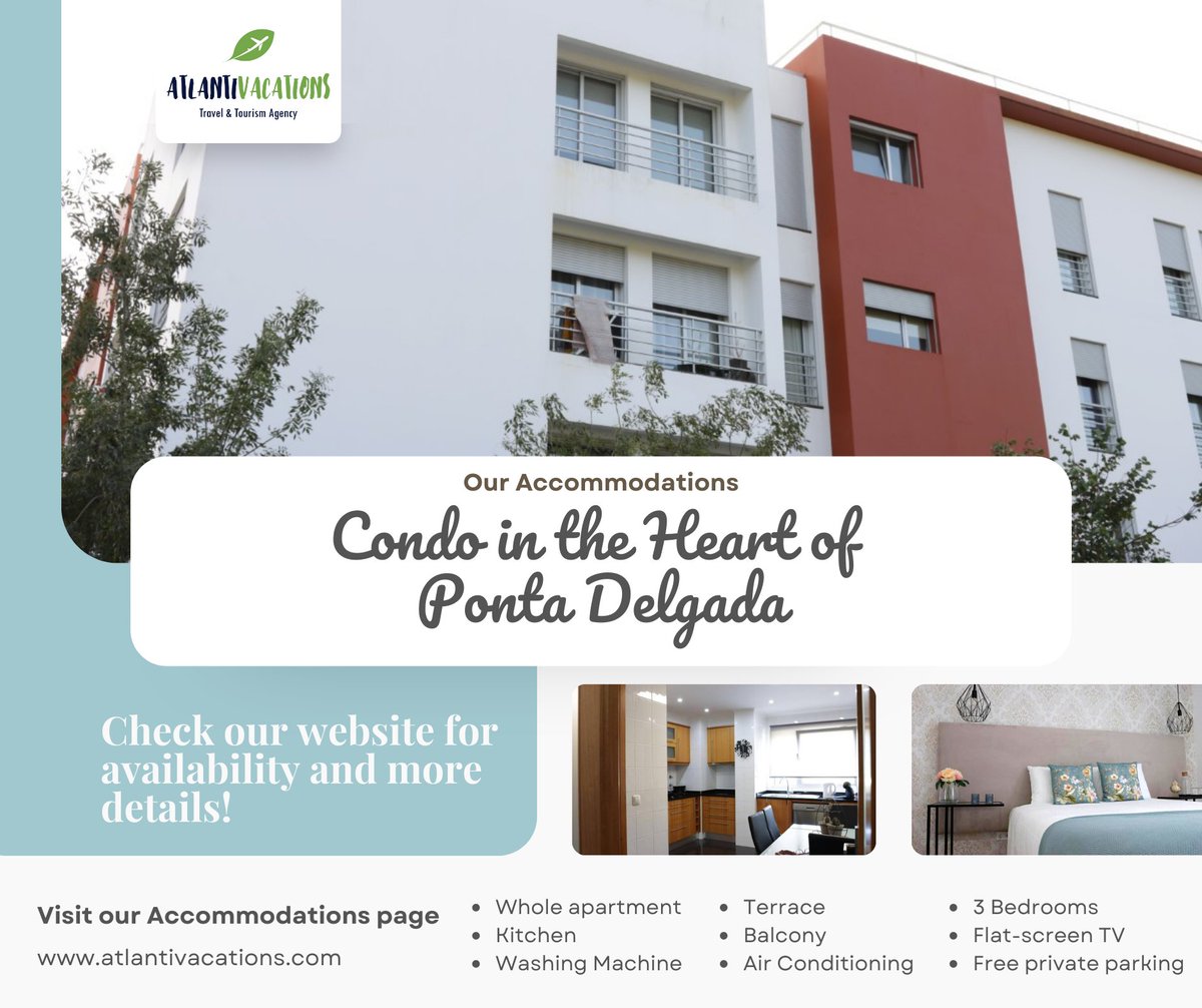 Check out website for availability and details on our Azores condo! You can book directly through us on our Accommodations page atlantivacations.com.