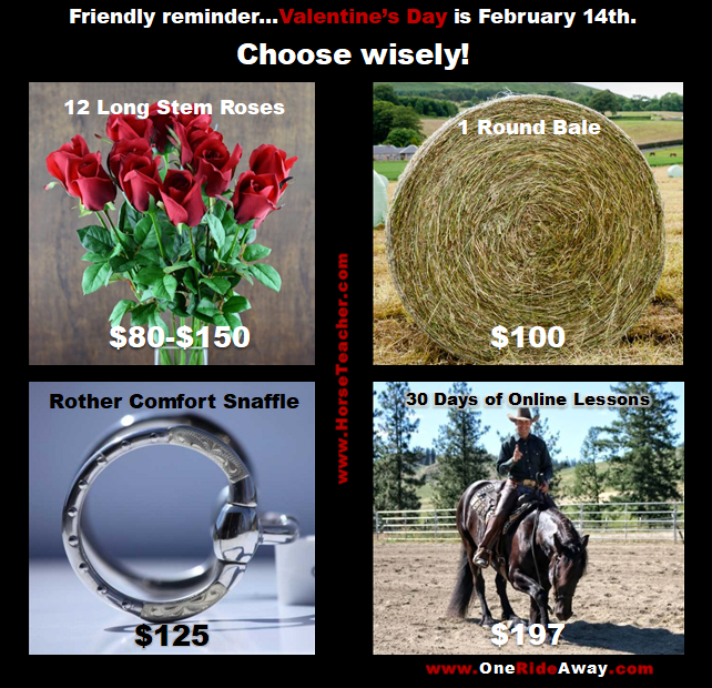 SteveRother's tweet photo. Friendly reminder to all those "date challenged" individuals...

The next One Ride Away 30-Day Challenge begins March 12, 2022! Reach out to us if you would like to make registration a Valentine's Day gift for someone. ❤️   

#FunFriday #ValentinesDay #Roses #Hay #OneRideAway https://t.co/MU9FlScYAW