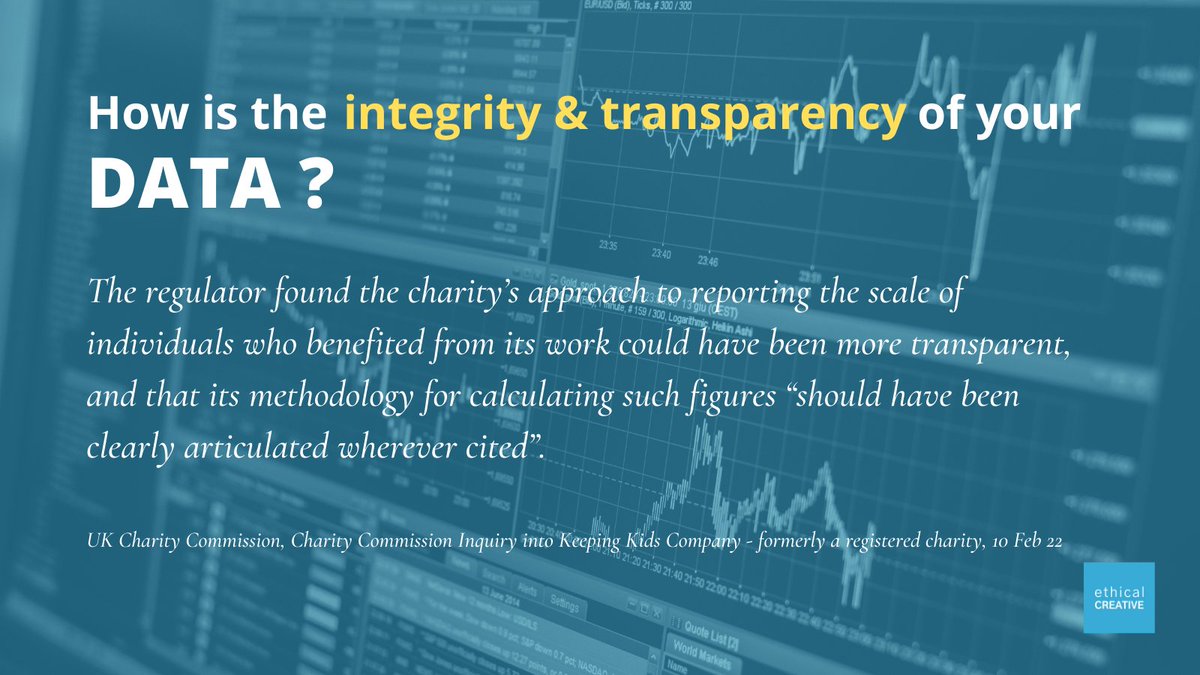 Ethical Creative (@trustedcomms) on Twitter photo The UK <a href="/ChtyCommission/">Charity Commission</a> noted the lack of transparency in reporting beneficiary data by the now insolvent Kid's Company charity.
✅Data integrity is critical to build trust & ensure good governance. Btw 2011-13 KC received £17m of public money. #dataintegrity #ethicalPR The UK <a href="/ChtyCommission/">Charity Commission</a> noted the lack of transparency in reporting beneficiary data by the now insolvent Kid's Company charity.
✅Data integrity is critical to build trust & ensure good governance. Btw 2011-13 KC received £17m of public money. #dataintegrity #ethicalPR