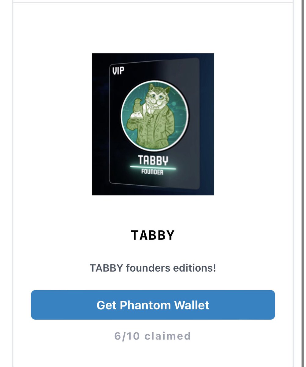 Every single one of you who retweets+ follows &amp; wins TABBY will be a member of our Meowsome #DAO We will have NFT Vaults + SOL Vaults and many meowsome things 🐱 😸 Last 4 #TABBY Founder #NFT left. these #SolanaNFTs also get $100k in TABBY ^_^ mint now: TABBYLaunch.io